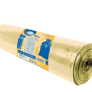 Vrecia na odpad, HDPE, TYP 60, žlté, 120L, 40 mikrónov