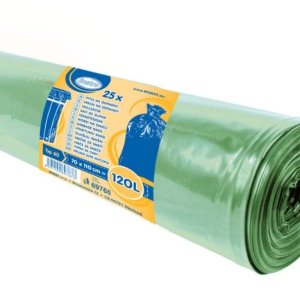 Vrecia na odpad, HDPE, TYP 60, zelené, 120L, 40 mikrónov
